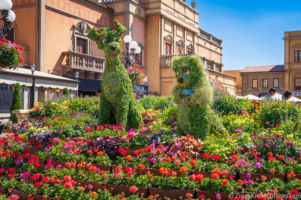 Lady and The Tramp Topiaries 2022 EPCOT Flower and Garden Festival