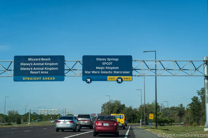 Sign on highway for Star Wars: Galactic Starcruiser