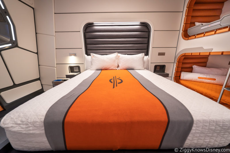 Bed in Star Wars: Galactic Starcruiser Guest Room