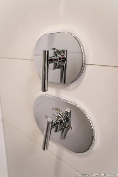 Controls for the shower Star Wars Galactic Starcruiser Hotel Rooms