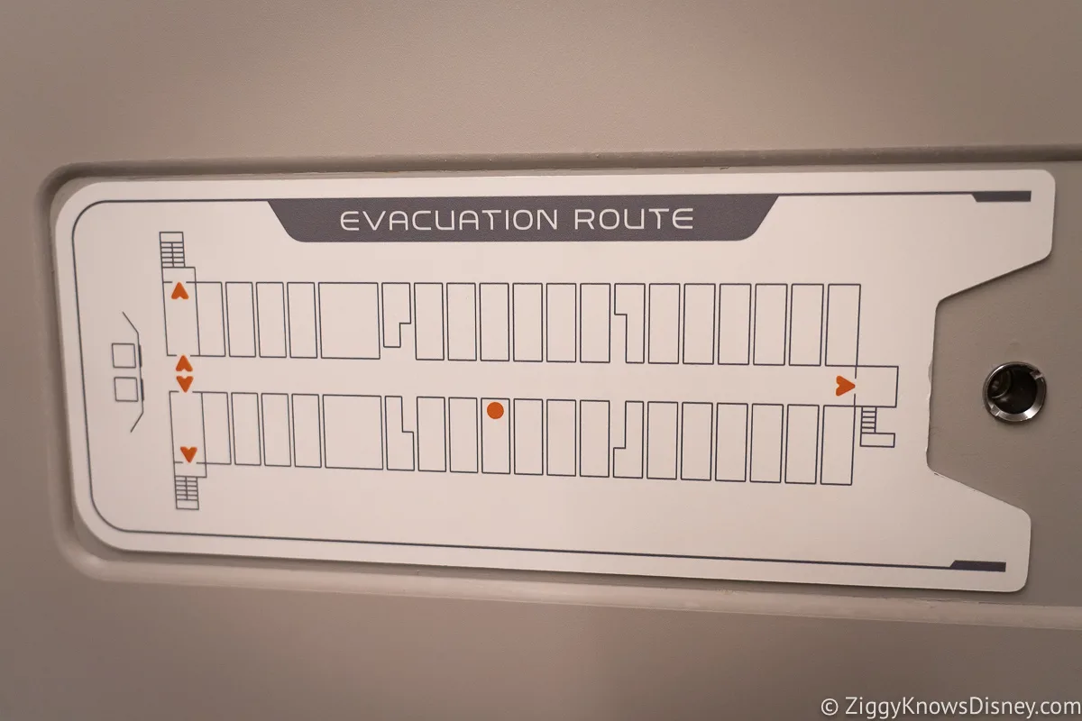 Evacuation route of of Star Wars Galactic Starcruiser Hotel Rooms