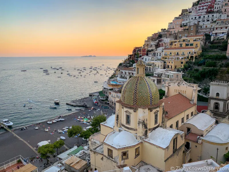 Positano at Sunset from dinner