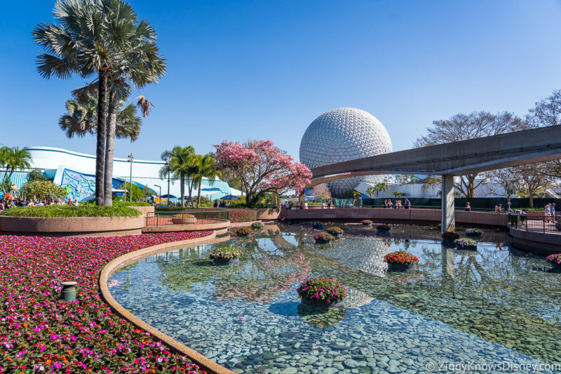 EPCOT and Spaceship Earth in the Spring at Flower and Garden
