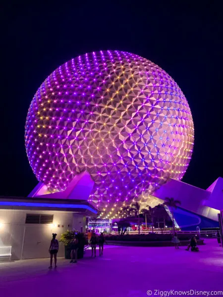 EPCOT's Spaceship Earth at Night
