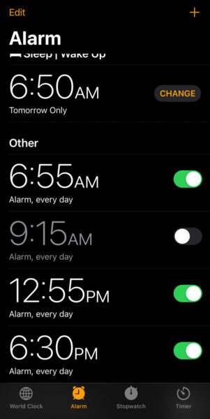 iPhone Alarms in phone
