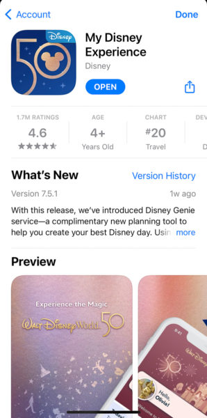 My Disney Experience App Update