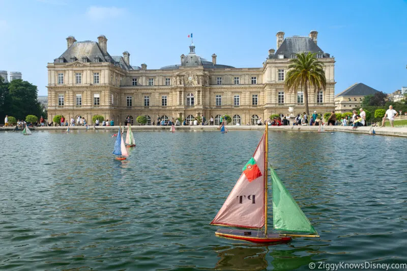 Park in Paris with a pond