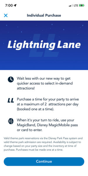 Individual Lightning Lane selections