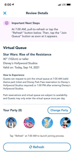 Confirming Party Virtual Queue