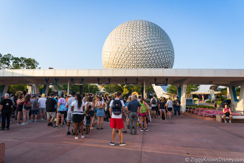 Guests outside EPCOT to ride Guardians of the Galaxy: Cosmic Rewind