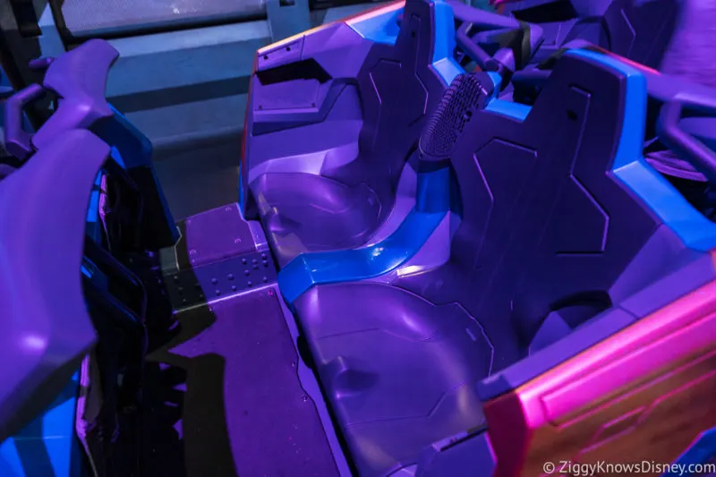 Seats in ride vehicle Guardians of the Galaxy: Cosmic Rewind
