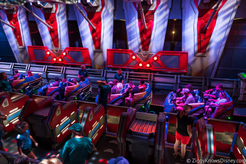 Guests loading into Guardians of the Galaxy: Cosmic Rewind