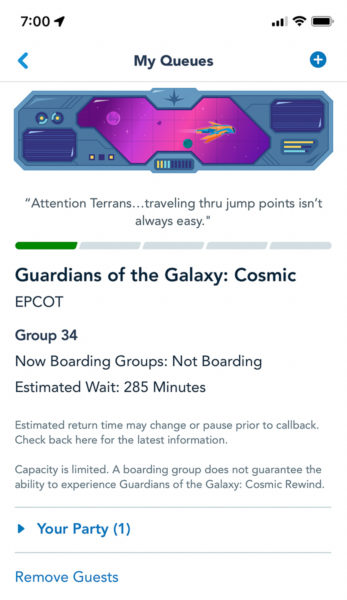 Virtual Queue for Guardians of the Galaxy: Cosmic Rewind