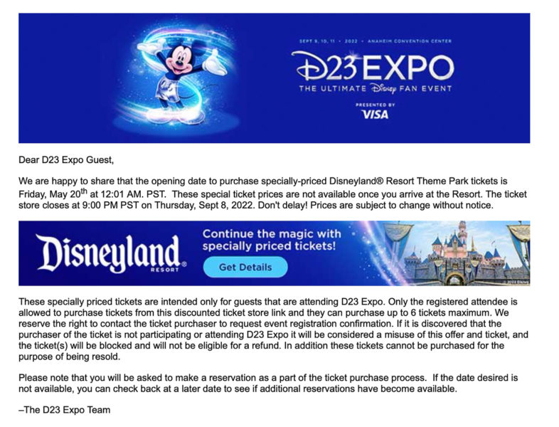 Discounted Disneyland Tickets with D23 Expo