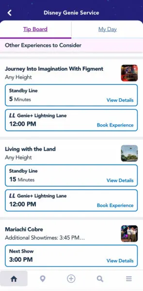 Genie+ booking times at EPCOT
