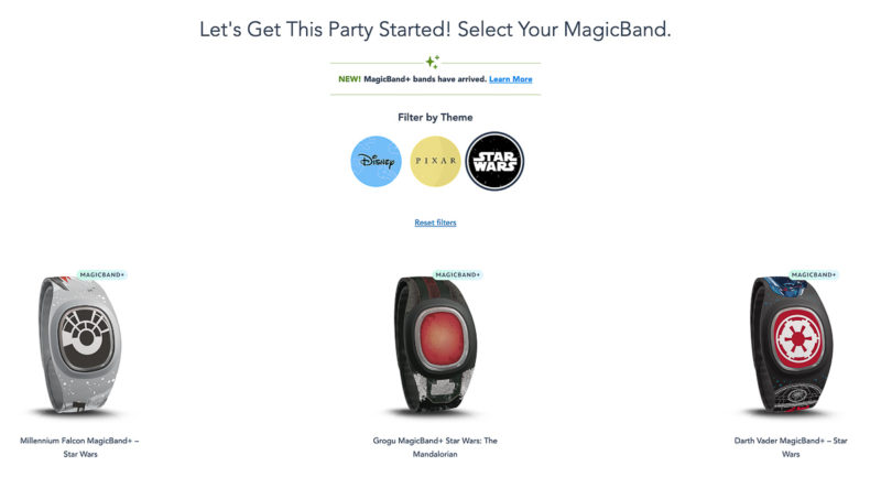 sort MagicBand+ styles by theme