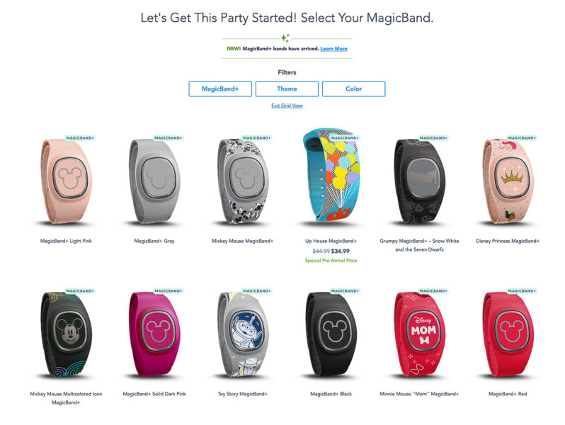 MagicBand+ styles for Pre-Arrival order