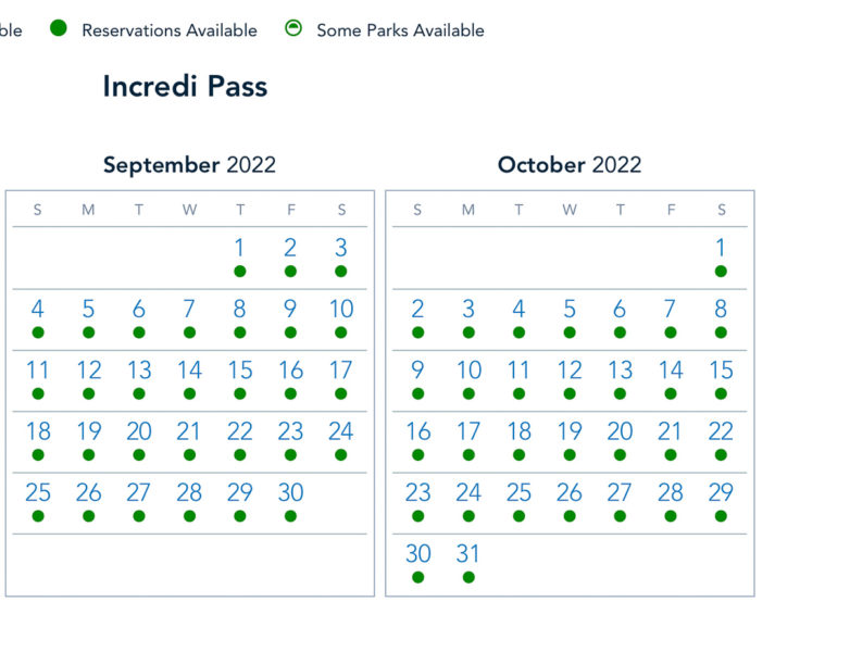 Disney Park Reservations Annual Passholders September and October 2022