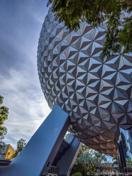 Spaceship Earth in EPCOT from the side
