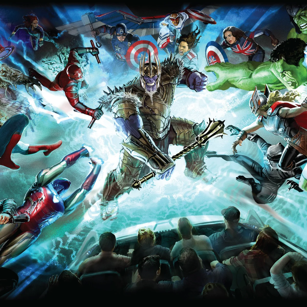 Big E-Ticket Avengers attraction with King Thanos at Disney California Adventure