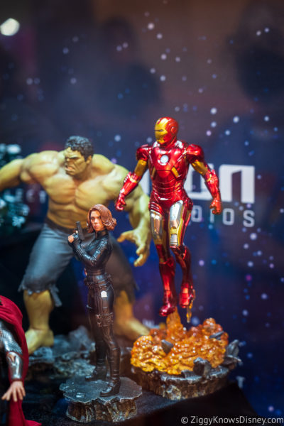 Iron Man Black Widow and Hulk action figures D23 Expo