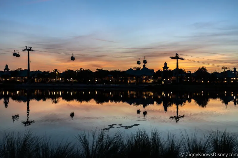 Disney Skyliner over Caribbean Beach Resort