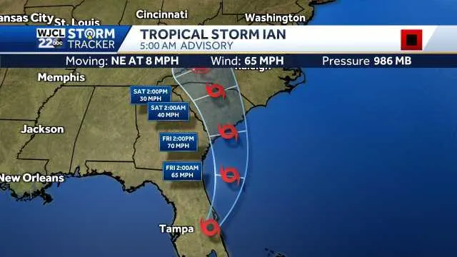 Tropical Storm Ian moving over Florida
