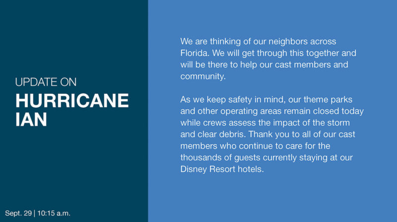 updated statement from Disney after Hurricane Ian