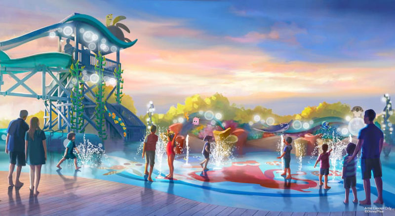 Pixar Place Hotel Pool area concept art Disneyland