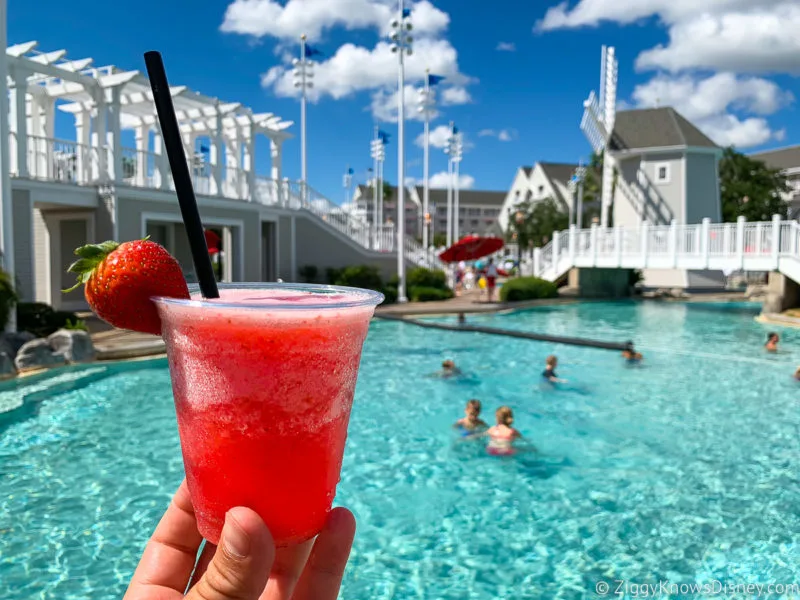 Disney's Beach Club Pool with a drink