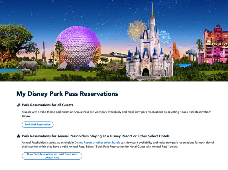 Making Disney Park Pass Reservations