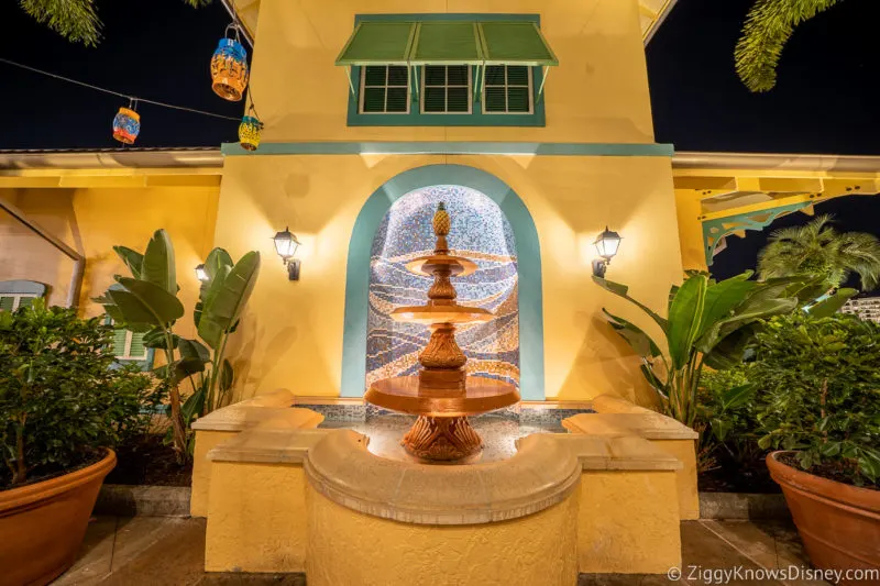 fountain at night at Caribbean Beach Resort