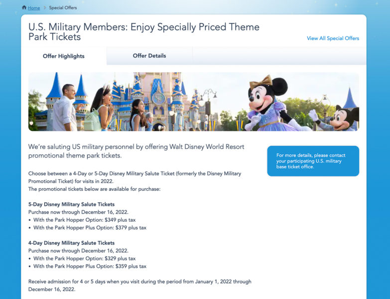 Disney World Military Discount Tickets