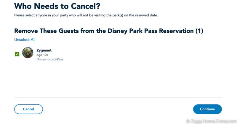 Canceling Disney Park Pass Reservations