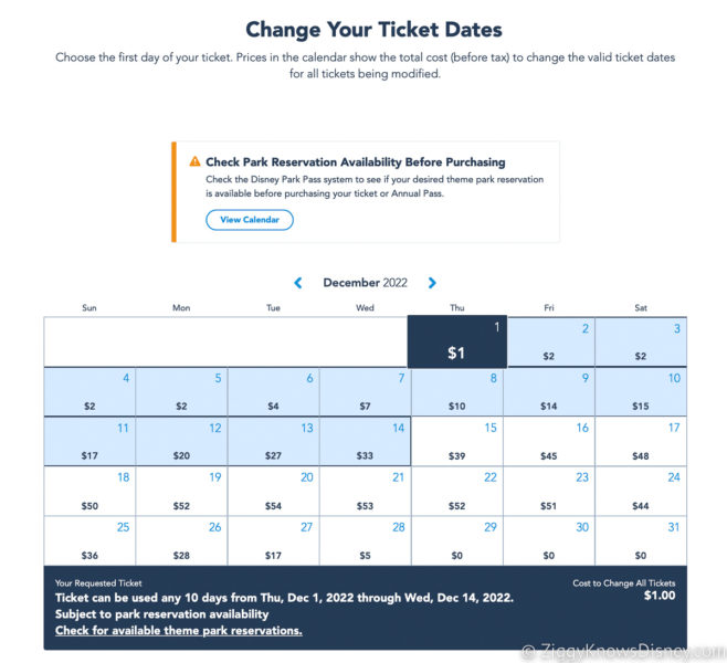 Change your ticket dates