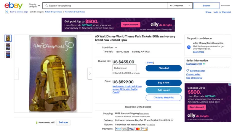 Buying Disney World Tickets on eBay