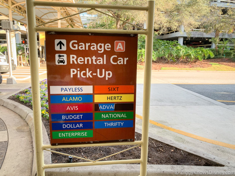 garage car rental sign at Orlando Airport
