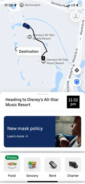 getting to Disney World from Orlando Airport Uber app