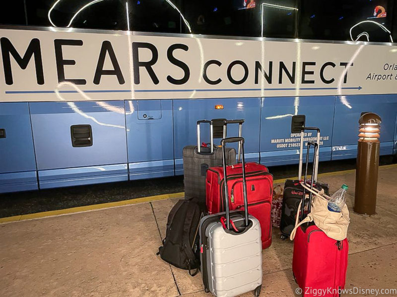 bags outside Mears Connect coach service Orlando Airport