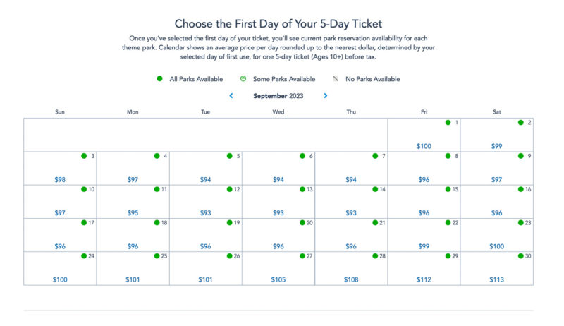 Date-based ticket pricing at Disney World