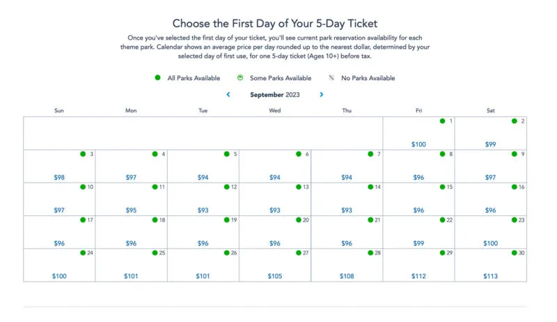 Date-based ticket pricing at Disney World