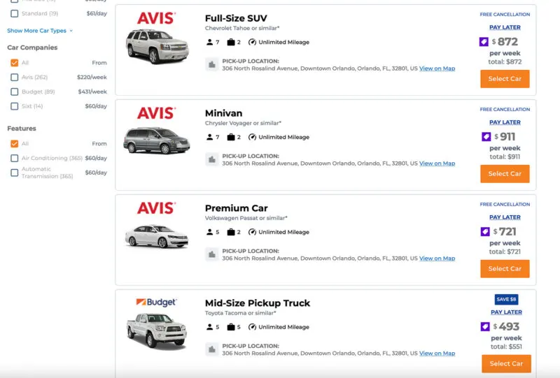 Car Rental Savers Online Booking