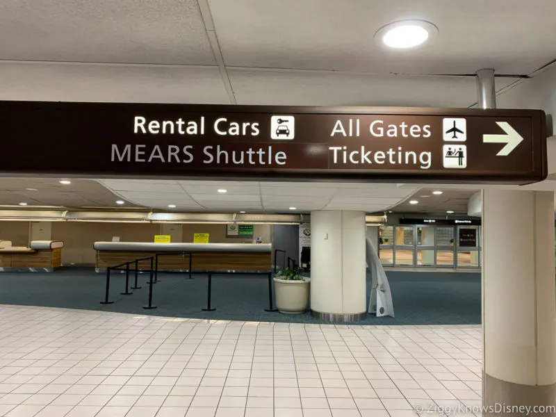 Rental cars sign at orlando airport