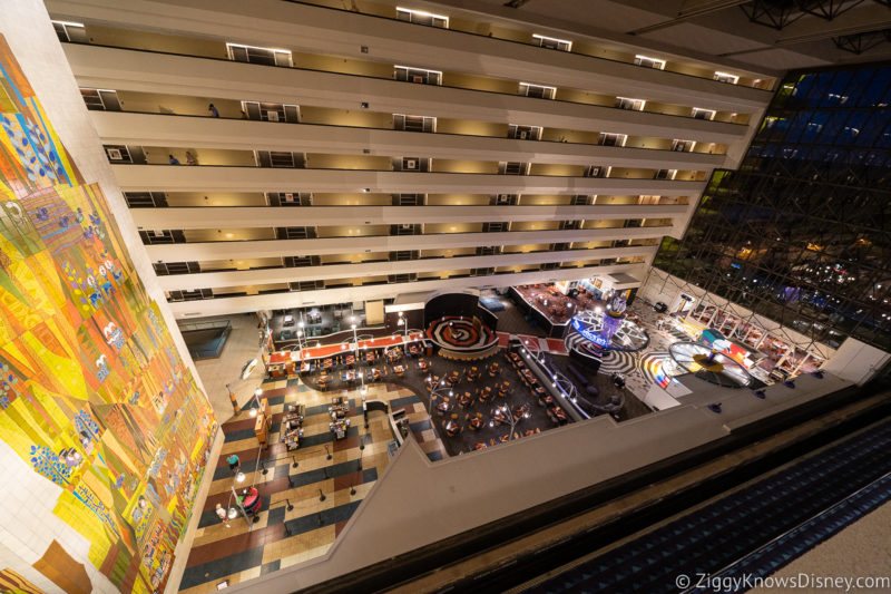 Inside of the lobby from upstairs at Disney's Contemporary Resort