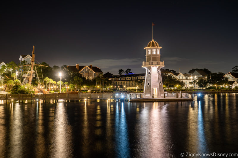 Lighthouse across Crescent Lake Disney's Yacht Club