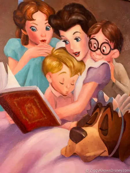 Painting of Peter Pan children reading book