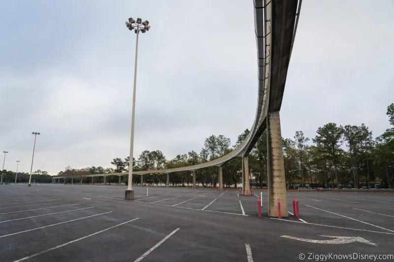 monorail track overhead at Magic Kingdom Parking Lot