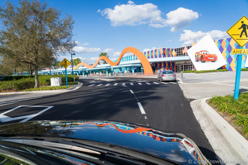 driving up to Art of Animation Resort parking lot