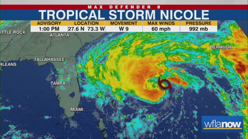 Tropical Storm Nicole map radar
