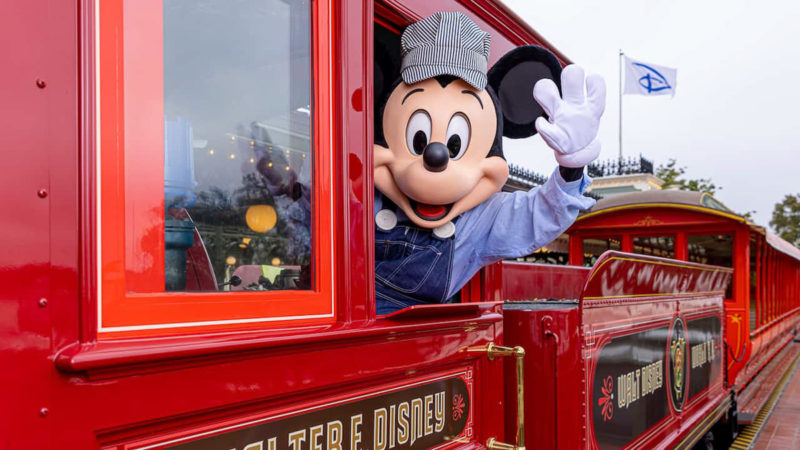 Mickey Mouse driving the Walt Disney World Railroad Magic Kingdom